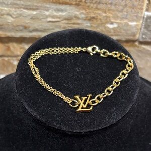 Gold LV Double Strand Chain Bracelet